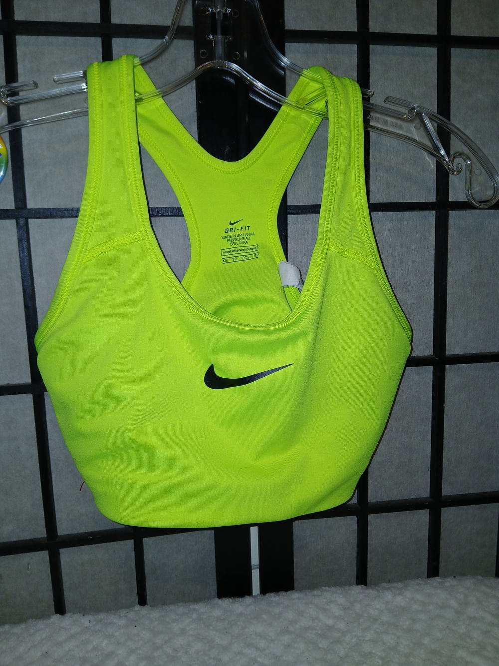 Nike Dri-FIT Neon Lime Racerback Sports Bra with Black Swoosh